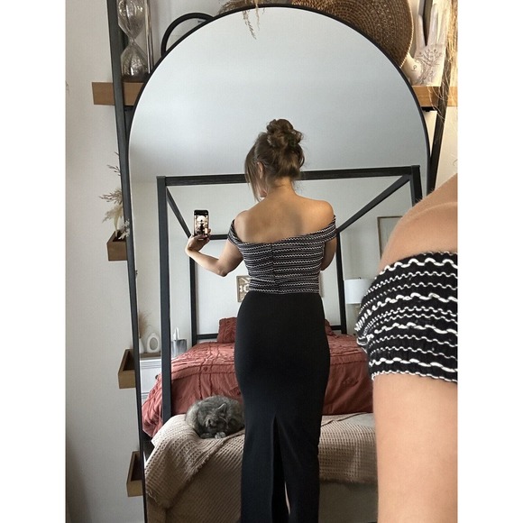 Vintage Susan Roselli For Vijack Size 8 Black Off The Shoulder Maxi Dress Gown - Picture 4 of 7